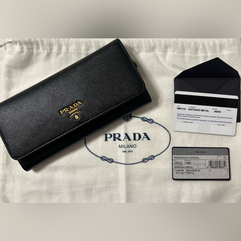 Prada Saffiano Large Black Wallet